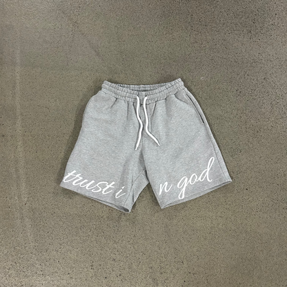 SHORTS "TRUST IN GOD" - Grey/White