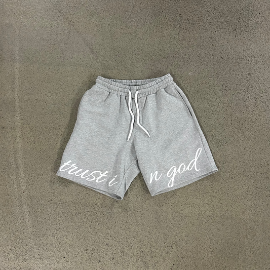 SHORTS "TRUST IN GOD" - Grey/White